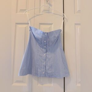 Simkhai Vivvy Bustier Top in Blue Hydrangea Stripe (Size 2).